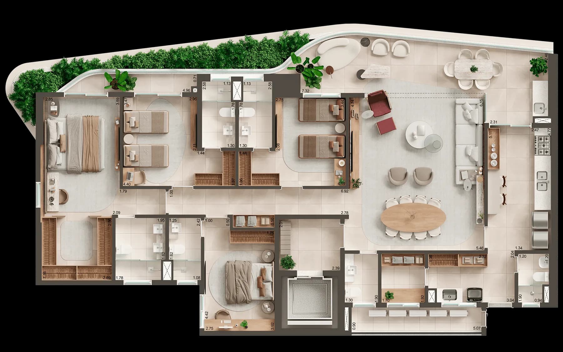 200m²