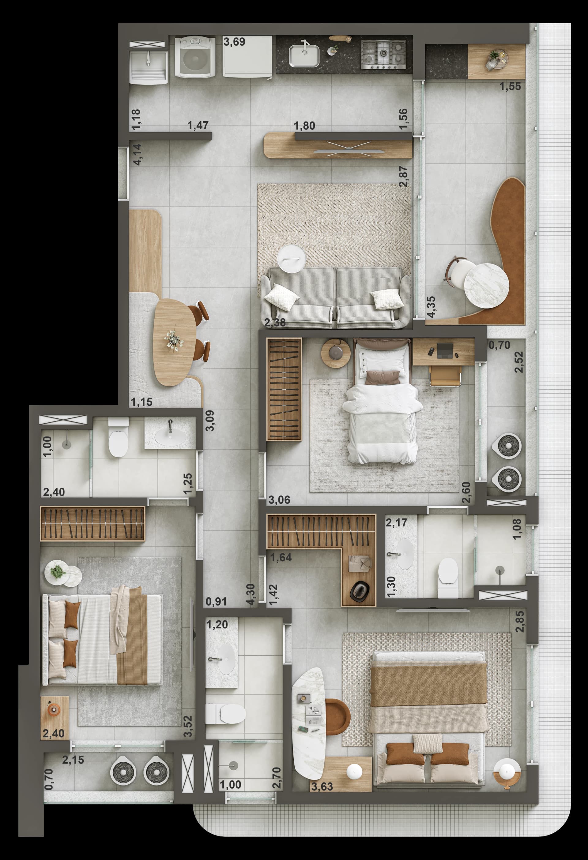 86m²
