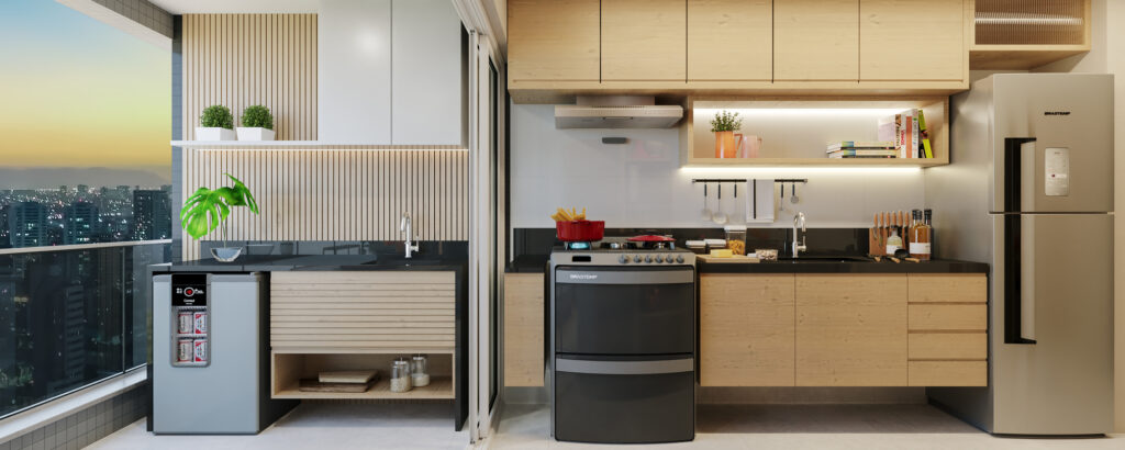 cozinha integrada com varanda gourmet